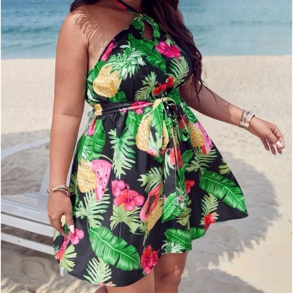 Topical Vacay Backless Halter Top Midi Sundress - Picture 5 of 12